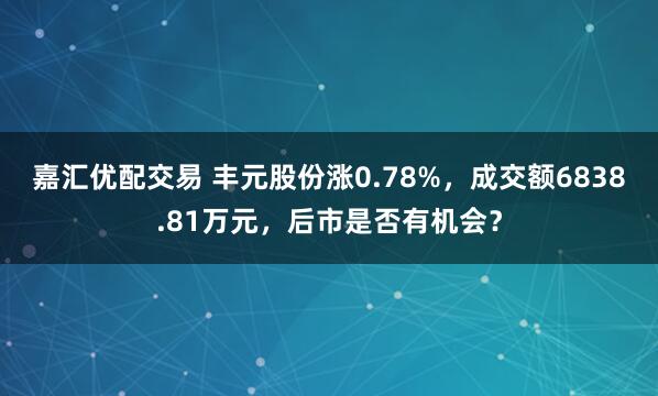 嘉汇优配交易 丰元股份涨0.78%，成交额6838.81万元，后市是否有机会？